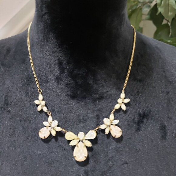 Claire's Jewelry - Claire's Womens White Floral Beaded Fashion Statement Necklace